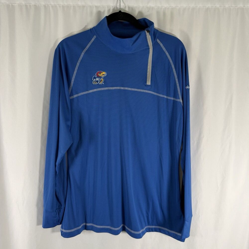 New Columbia Omni Wick Classic Pullover Women's XL Blue Kansas Jayhawks Lightwei